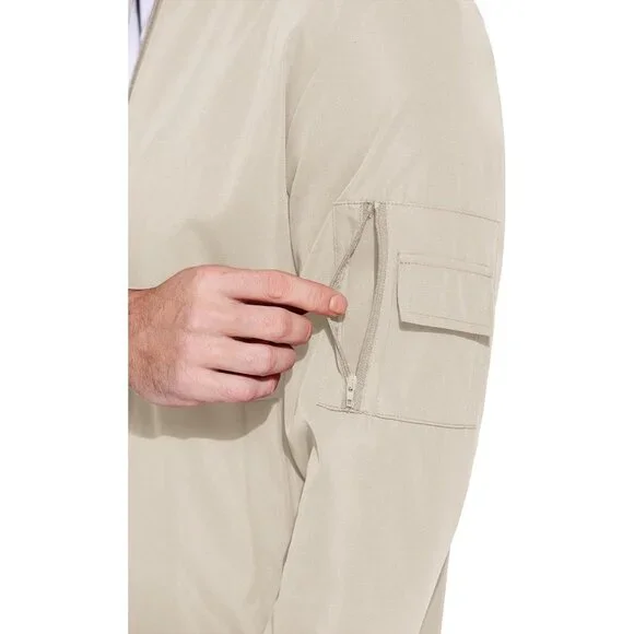 Men's Bomber Jackets Coat Moon Gray Fabric Designs Winter Warm Casual Zip Pocket